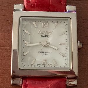 Activa Swiss Watch 495494 Red Leather Band